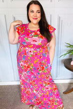 Load image into Gallery viewer, In Your Dreams Fuchsia Floral Fit &amp; Flare Maxi Dress
