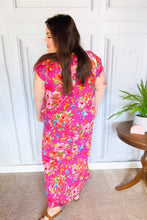 Load image into Gallery viewer, In Your Dreams Fuchsia Floral Fit &amp; Flare Maxi Dress
