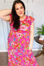 Load image into Gallery viewer, In Your Dreams Fuchsia Floral Fit &amp; Flare Maxi Dress
