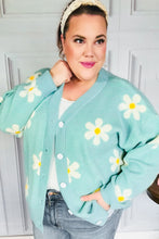 Load image into Gallery viewer, All For Love Mint Daisy Print Button Down Knit Cardigan
