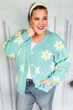 Load image into Gallery viewer, All For Love Mint Daisy Print Button Down Knit Cardigan
