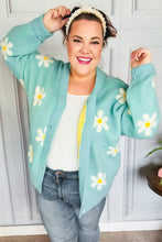 Load image into Gallery viewer, All For Love Mint Daisy Print Button Down Knit Cardigan
