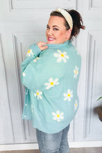 Load image into Gallery viewer, All For Love Mint Daisy Print Button Down Knit Cardigan
