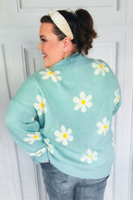 Load image into Gallery viewer, All For Love Mint Daisy Print Button Down Knit Cardigan
