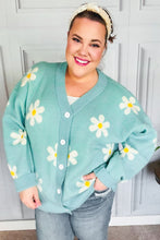 Load image into Gallery viewer, All For Love Mint Daisy Print Button Down Knit Cardigan
