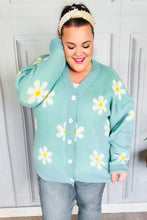 Load image into Gallery viewer, All For Love Mint Daisy Print Button Down Knit Cardigan
