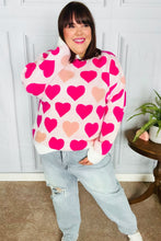 Load image into Gallery viewer, Be Mine Cream &amp; Fuchsia Heart Oversized Sweater
