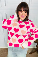 Load image into Gallery viewer, Be Mine Cream &amp; Fuchsia Heart Oversized Sweater
