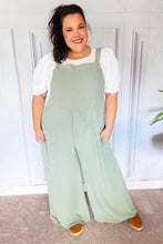 Load image into Gallery viewer, Move On Over Sage Wide Leg Suspender Overall Jumpsuit
