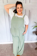 Load image into Gallery viewer, Move On Over Sage Wide Leg Suspender Overall Jumpsuit
