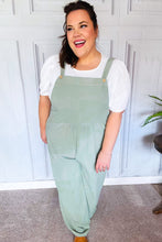 Load image into Gallery viewer, Move On Over Sage Wide Leg Suspender Overall Jumpsuit
