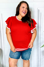 Load image into Gallery viewer, Be Charming Red Ruffle Sleeve Knit Top
