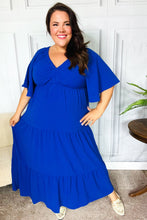 Load image into Gallery viewer, Live For Today Royal Blue Elastic V Neck Tiered Maxi Dress
