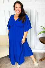 Load image into Gallery viewer, Live For Today Royal Blue Elastic V Neck Tiered Maxi Dress
