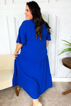 Load image into Gallery viewer, Live For Today Royal Blue Elastic V Neck Tiered Maxi Dress
