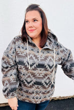 Load image into Gallery viewer, Call For You Grey Aztec Half Zip High Neck Hoodie
