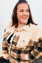 Load image into Gallery viewer, Adorable Taupe Corduroy &amp; Plaid Sherpa Button Jacket
