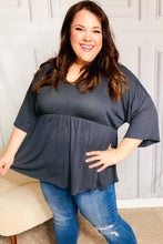 Load image into Gallery viewer, Easy To Love Charcoal Babydoll Dolman Modal V Neck Top
