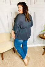 Load image into Gallery viewer, Easy To Love Charcoal Babydoll Dolman Modal V Neck Top
