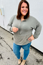 Load image into Gallery viewer, All In A Day Olive Half Zip French Terry Hoodie
