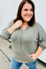 Load image into Gallery viewer, All In A Day Olive Half Zip French Terry Hoodie
