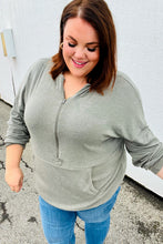 Load image into Gallery viewer, All In A Day Olive Half Zip French Terry Hoodie
