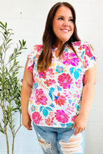 Load image into Gallery viewer, Hello Beautiful Ivory Floral Sequin Print Frill Notch Neck Top
