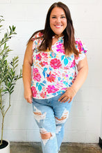 Load image into Gallery viewer, Hello Beautiful Ivory Floral Sequin Print Frill Notch Neck Top
