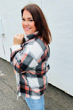 Load image into Gallery viewer, All On You Black &amp; Burnt Orange Flannel Button Down Shacket
