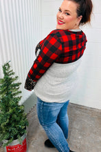 Load image into Gallery viewer, All Of Me Grey &amp; Red Plaid Animal Print Pocketed Top
