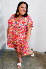Load image into Gallery viewer, Vibrant Multicolor Floral Print Surplice Romper

