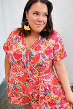 Load image into Gallery viewer, Vibrant Multicolor Floral Print Surplice Romper
