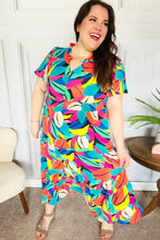 Load image into Gallery viewer, Be Bold Multicolor Abstract Tropical Print Smocked Waist Maxi Dress
