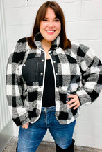 Load image into Gallery viewer, It&#39;s Your Best Black &amp; Ivory Plaid Sherpa Button Down Jacket
