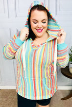 Load image into Gallery viewer, Be Bold Mint Multicolor Stripe Pullover Notched Hoodie
