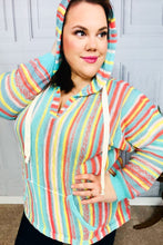 Load image into Gallery viewer, Be Bold Mint Multicolor Stripe Pullover Notched Hoodie

