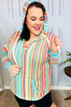 Load image into Gallery viewer, Be Bold Mint Multicolor Stripe Pullover Notched Hoodie
