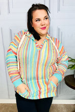 Load image into Gallery viewer, Be Bold Mint Multicolor Stripe Pullover Notched Hoodie
