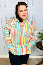 Load image into Gallery viewer, Be Bold Mint Multicolor Stripe Pullover Notched Hoodie

