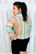 Load image into Gallery viewer, Be Bold Mint Multicolor Stripe Pullover Notched Hoodie

