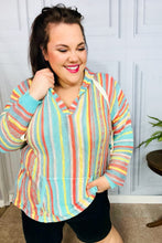 Load image into Gallery viewer, Be Bold Mint Multicolor Stripe Pullover Notched Hoodie
