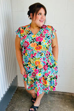 Load image into Gallery viewer, Green &amp; Fuchsia Floral Fit and Flare Dress
