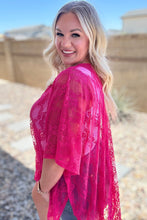 Load image into Gallery viewer, Good Days Ahead Lace Kimono In Fuchsia
