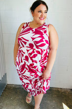 Load image into Gallery viewer, Magenta &amp; White Floral Fit and Flare Sleeveless Maxi Dress
