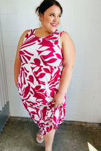 Load image into Gallery viewer, Magenta &amp; White Floral Fit and Flare Sleeveless Maxi Dress
