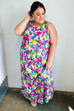 Load image into Gallery viewer, Watercolor Floral Fit and Flare Sleeveless Maxi Dress
