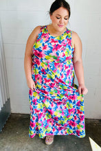 Load image into Gallery viewer, Watercolor Floral Fit and Flare Sleeveless Maxi Dress
