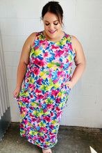 Load image into Gallery viewer, Watercolor Floral Fit and Flare Sleeveless Maxi Dress
