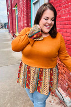 Load image into Gallery viewer, Autumn Days Rust Babydoll Paisley Bell Sleeve Top
