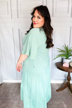 Load image into Gallery viewer, Take You Away Mint Elastic V Neck Tiered Maxi Dress
